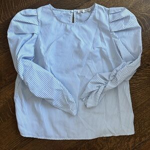 Jealous tomato puff sleeved pin striped blouse